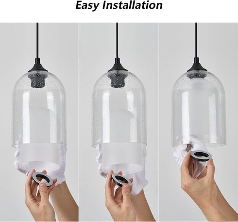7.87" Mini Glass Pendant Light H Hanging Light Fixture with Frosted Glass Farmhouse Black Modern Cylinder Pendant