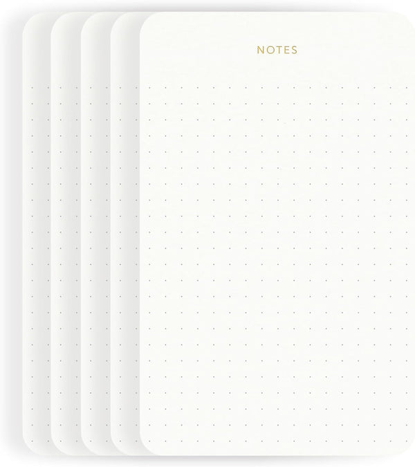 Elegant Notepads for Professionals, Minimalist Memo Pads, 5 Pack, 375 Sheets Total, Eco-friendly