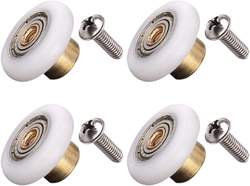 Set of 4 Dia 19mm Stainless Steel Shower Door Wheels, Rollers Runners, White, 19mm x 5mm (Stainless Steel, 4PCS)