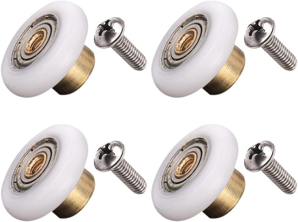 Set of 4 Dia 19mm Stainless Steel Shower Door Wheels, Rollers Runners, White, 19mm x 5mm (Stainless Steel, 4PCS)