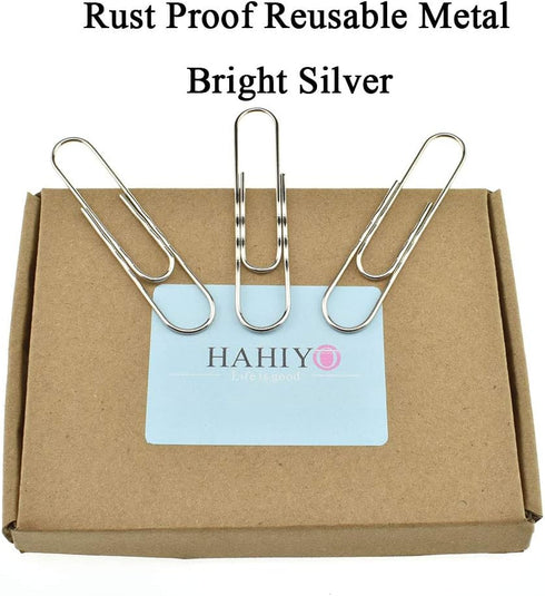 HAHIYO Paperclips, Large 3” Length Nonskid Heavy Duty Clips, Rust Proof Reusable Metal, 30 Pack for Home Office