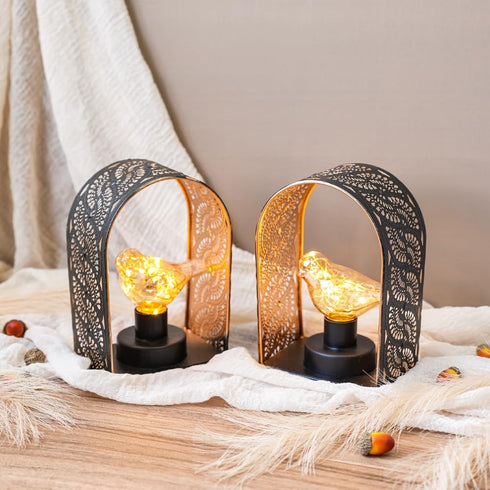 Set 2 Bulb 6-Hour 7" JHY DESIGN of Bird Wall Lamps Battery Operated Fairy Lights with Timer H Wall Sconces Table Lamp