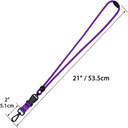Wisdompro 2 Pack Durable Round Cord Lanyard, 21 inch with Safety Breakaway Buckle for Keys and ID Holders
