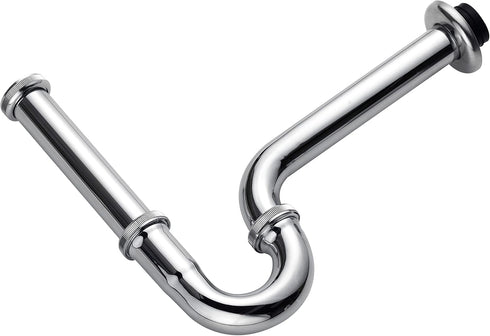Brass 1-1/4" P-trap Pipe, Adjustable Height Sink Waste Drain Kit, Chrome