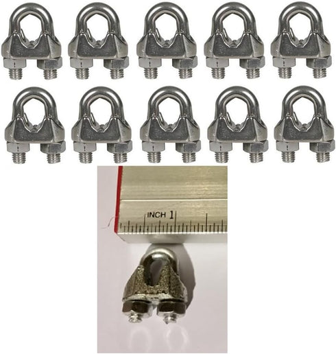 Excursions 3/16" U-Bolts Galvanized Wire Rope Clamps, 10 Pack
