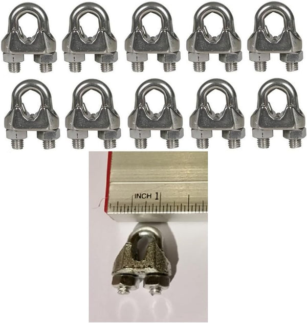 Excursions 3/16" U-Bolts Galvanized Wire Rope Clamps, 10 Pack