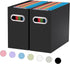 Oterri 2 Packs Small Cardboard File Organizer, Portable Collapsible File Box with Handle for Letter Size, Black