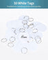 Uniclife 1.5 Inch Tough Plastic Key Tags, 50 Pack with Blank Paper Label Stickers and Split Rings
