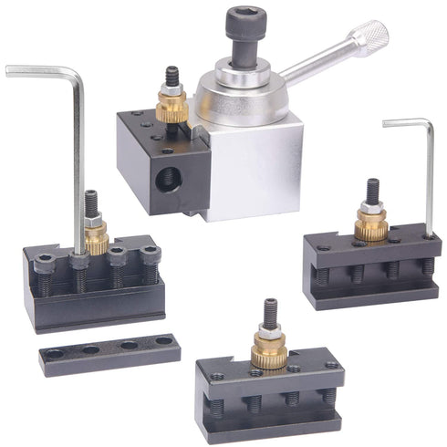 Set Package Mini Aluminium Quick Change Tool Post Holder Boring/Turning Facing Holder Kit for Table Hobby Lathes