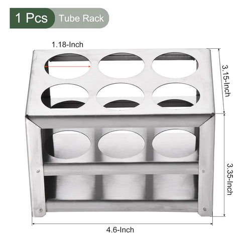 YOKIVE Tube Rack, 3 Layers 304 Stainless Steel Test Tube Rack Holder | Great for 26-30mm Lab Test Tube(Silver, 6-Sockets)