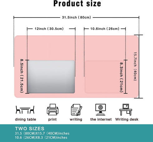 EFISH Mats(Pink+Blue,31.5" 15.7") Makeup Mat for Protector,Craft Mats to Protect Table,Nail Art Table Mat,Dresser
