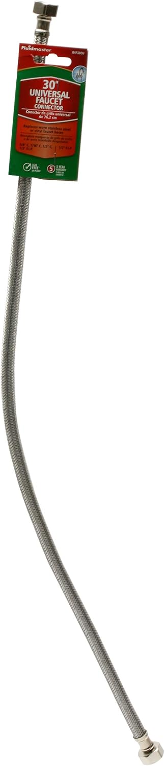 Fluidmaster B4F30CU Faucet Connector, Braided Stainless Steel, 30-Inch Length