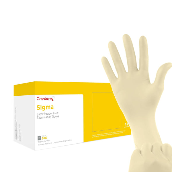Cranberry USA Cranberry Sigma Latex Exam Gloves, Pack of 100, 4.5 Mil,