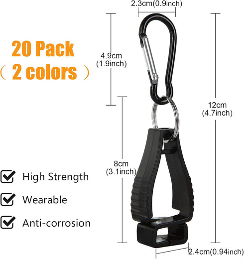 20 PCS Glove Clips for Work, Safety Clip Glove Keeper, Glove Holder Clip for Belt Loop