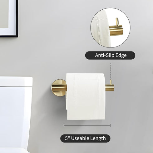 WINCASE Gold Toilet Paper Holder Towel Ring, Brushed Gold Bathroom Hardware Set, Rustic Farmhouse 2 Pieces
