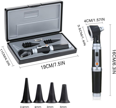 Jeebel Camp 3.0V Bulb, 3X 4 Otoscope Kit,Professional Diagnostic Ear Care Tool with LED Magnification, Speculum Tips