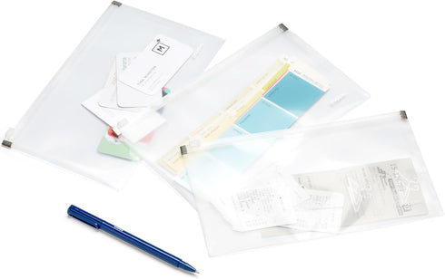 Poppin Set of 3 Zipper Pouches, Letter-Size Waterproof Document Storage Bags with Zipper Top, Half-Letter, White