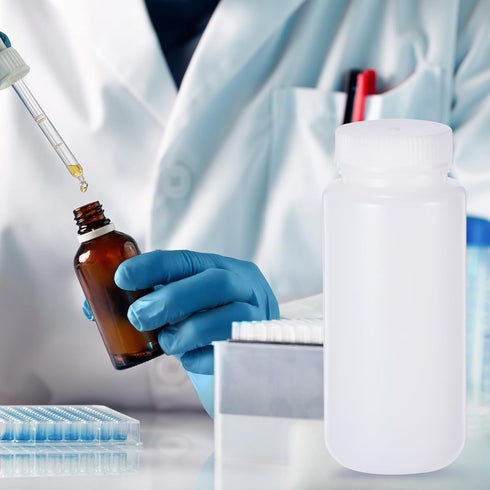 PATIKIL 500ml Reagent Bottles, PE Wide Mouth Round Graduated Bottles with Screw Cap for Lab Liquid Storage