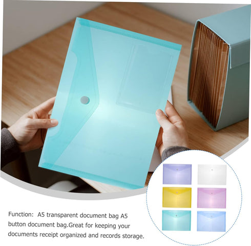 Plastic Envelope, 30pcs Poly Envelopes with Snap Closure, A5 Letter Size File Bag for Office School Work