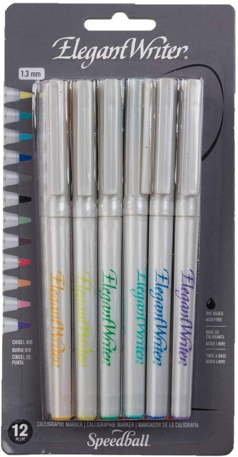 Speedball Art Products Elegant Writer Calligraphy Marker Set (12 Pack), 1.3mm (2821)