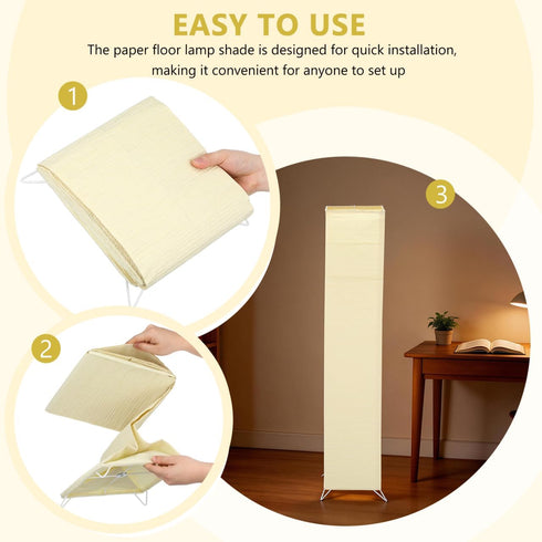 VICASKY Japanese Paper Floor Lamp Shade Replacement, Foldable Standing Lampshade Cover Paper Floor Light Cover