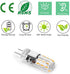 G4 LED Bulb JC Type Bi-Pin Base, 1.5W AC/DC 12V, 10W T3 Halogen Replacement, Warm White 3000K, 10-Pack