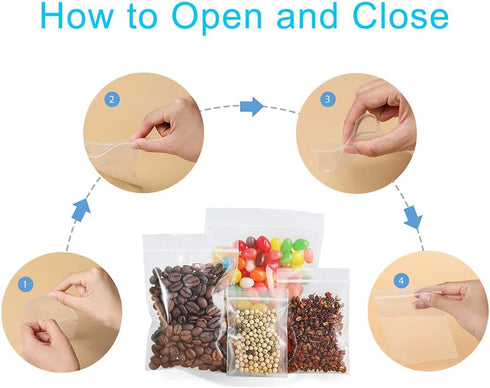 200 Count Resealable Plastic Bags, 2 Mil Thick Small Transparent Poly Bags for Jewelry, Pills, Beads, Screws