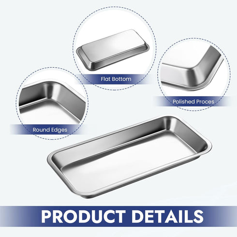 NUOMI Medical Surgical Tray, Stainless Steel Instrument Trays Organizer, 2 Pack Dental Procedure Tray