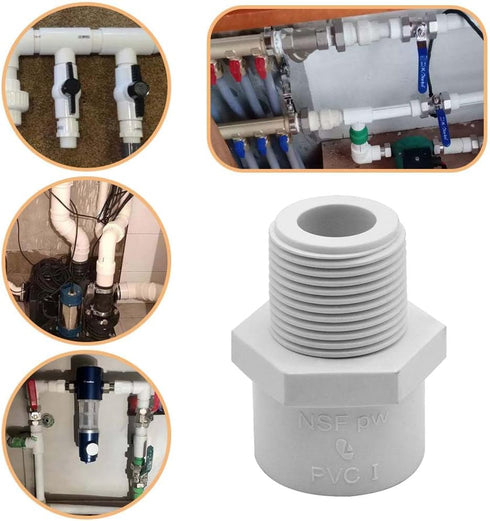 PVC Fittings Male Adapter (Socket x Male Pipe Thread) 2 Way 2 Inch, 2 Pack for 2 Inch Sch40 PVC Pipe