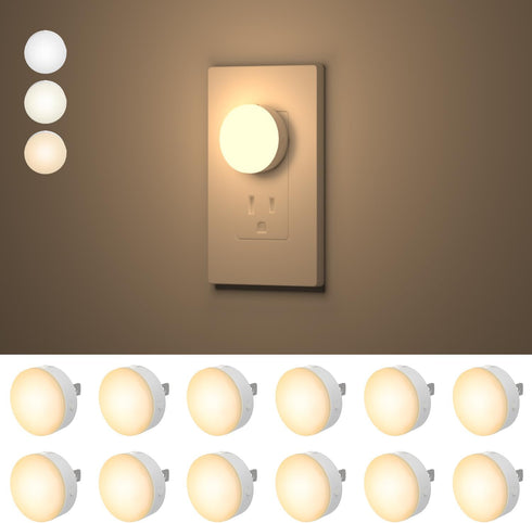 Night Lights Plug in12 Pack,Dim Night Light with 3CCT, Auto Dusk to