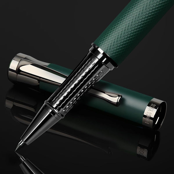 Liquid Ink Rollerball Pens - Fine Line Writing Pens for Journal, Office Supplies, Fancy Gift Box for Father's Day, Green