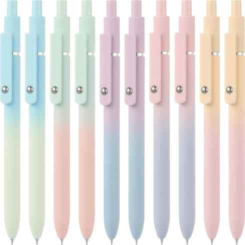 Gel Pens, 10 pcs Medium Point 0.7mm, Gradient Color, Black Ink, Aesthetic Pens for Journaling and Office Supplies