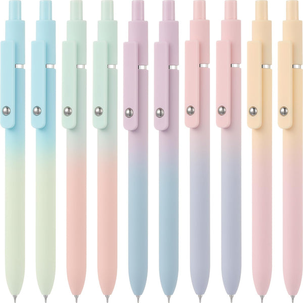 Gel Pens, 10 pcs Medium Point 0.7mm, Gradient Color, Black Ink, Aesthetic Pens for Journaling and Office Supplies