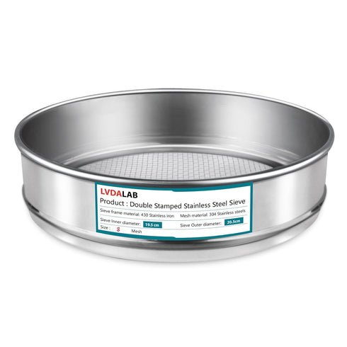 304 Stainless Steel Mesh Lab Sieve, 8 Mesh (2.5mm) Aperture, 7.9 Inch Diameter Economy Standard Test Sieves