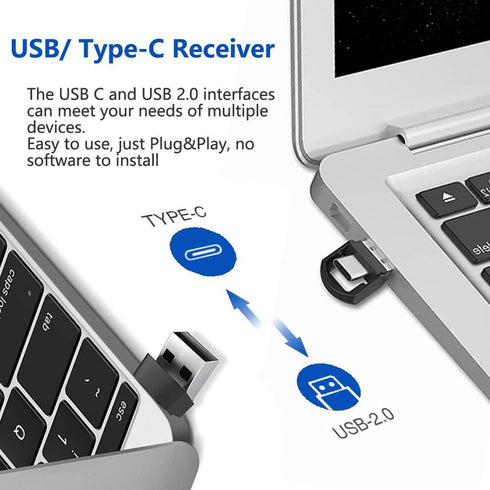 USB/Type-C 2 in 1 Presentation Clicker for Powerpoint, Wireless Presenter Remote Pointer, Hyperlink Volume Control for