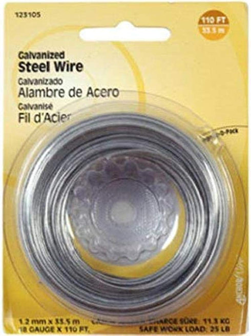 The Hillman Group 123130 16 Gauge Galvanized Steel Wire; 25-Feet, Silver, 1-Pack