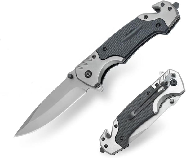 Folding Pocket Knife for Men, 3-in-1 Multitool Switch Blade with Push Button, Tactical EDC Knife