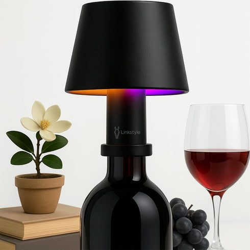 VINOWAKE Glovi Premium Wine Bottle Lamp by LINKSTYLE (Black | RGB +