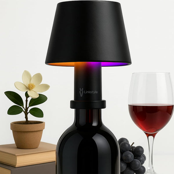 VINOWAKE Glovi Premium Wine Bottle Lamp by LINKSTYLE (Black | RGB +