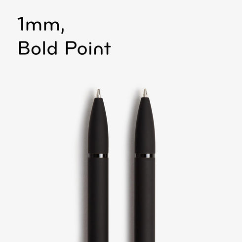 U Brands Midnight Monterey Ballpoint Pens, Set of 12, Black Soft Touch, Bold (1.0 mm) Point, Black Ink