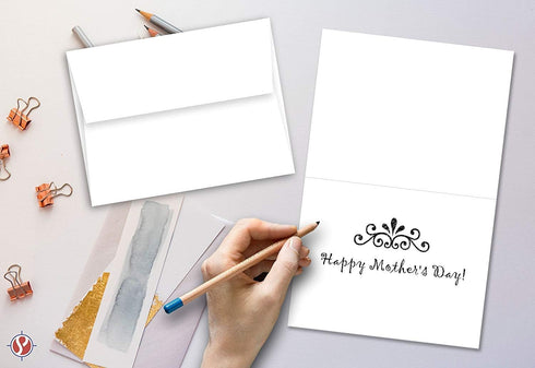 Greeting Cards Set – 4.5" x 6" Blank White Cardstock and Envelopes, Bulk Set of 40 for All Occasions
