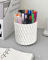 Rotating Pen Pencil Holder for Desk, 5 Slots Unique White Desk Pen Organizer Easthetic Desktop Supplies and Accessories for Women Girls, Pen Cup Pencil Caddy for Office Home Art Supply by Lebenrich