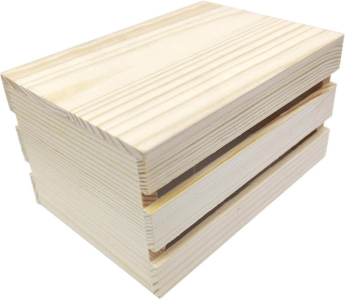 Vmohuyktx Rural Styles Pine Wood Miniature Box Decorative Storage Nesting Crates for Small Items Doll House Scene