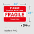 Fragile Stickers, Vinyl Laminated for Shipping Packing, Weather Resistant UV Protected, Removable, 50 Labels (2.5x3.5