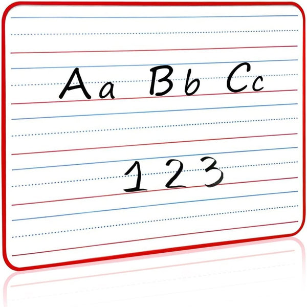 SCRIBBLEDO Magnetic Small Dry Erase White Board, 9" x 12" Double Sided, Ruled - Blank Handheld Red Framed Lapboard