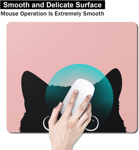 Cute Kitten Mouse Pad - Pink Kawaii Anti-Slip Rubber Mousepad for Kids & Laptops, Size 9.5x7.9 inch