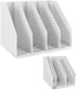 SAYEEC Collapsible Magazine Holder, 4 Compartment Plastic Desktop Organizer for Office, Home, School, Gray