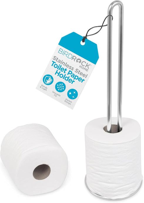 INTERNET'S BEST Stainless Steel Toilet Paper Holder Reserve - Modern Vertical Stand