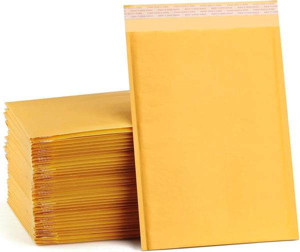 UCGOU Yellow Kraft Bubble Mailers 10.5x16 Inch 25 Pack, Self Sealing Tear Resistant Padded Envelopes for Shipping
