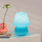 ONEWISH Mushroom Lamp, Small Table Lamp with Sea Blue Striped Glass, Nightstand